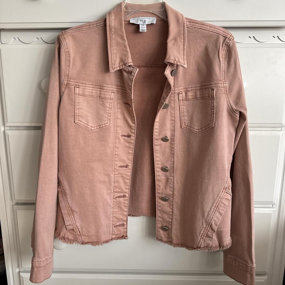 Like New Light Rose/Tan Cropped Jean Jacket
